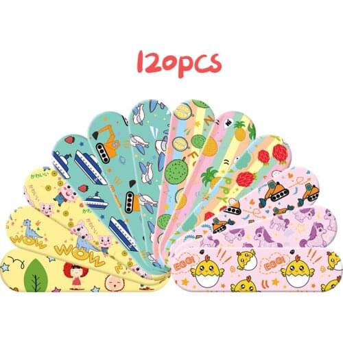 120PCs Waterproof Breathable Cute Cartoon Band-Aids Hemostasis Adhesive Bandages Band First Aid Emergency Kit For Kids Children