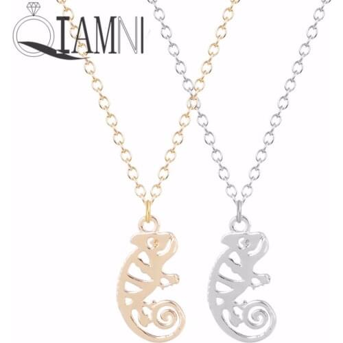 QIAMNI Gift Iguana Chameleon Shaped Charm Animal Necklace Unique Pendant Minimalist Jewelry for Girls and Women