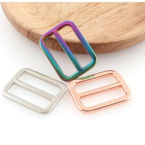Adjustable Belt Buckle Strap Buckle rainbow color metal Slider buckles Alloy Tri-Glide Slider buckle for Strap Belt Bags Garment