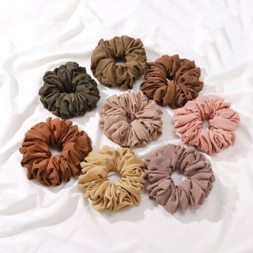 Fashion Bunch Hair Tie For Muslim Hijabs Chiffon Rubber Band Beautiful Colors Volumizing Scrunchie Large Headscarf Accessories