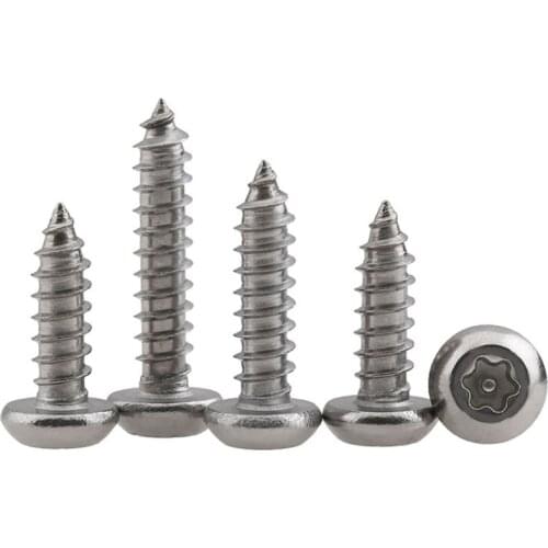 GuHua Stainless Steel Six-lobe Round Head Self Tapping Screws PA M2.9M3.5 Plum Pan Head with Pillar Core Anti-theft Screw 20Pcs