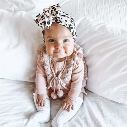 10 Pcs/Lot Leopard Print Folded Baby Hat Korean Velvet Fashion Newborn Boy Girl Bonnet Cap Turban Bows Knot Headwraps