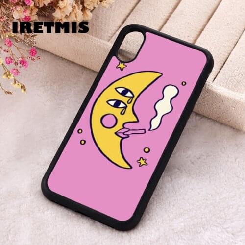 Iretmis 5 5S SE 2020 Phone Cover Case for iPhone 6 6S 7 8 Plus X Xs XR 11 12 Mini Pro Max Rubber Silicone Crying Moon Cigarette