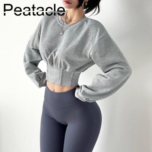 Peatacle Sports Sweatshirt Women Sexy Loose Slim Long Sleeve Fitness Top Spring Gym Clothing Workout Shirt
