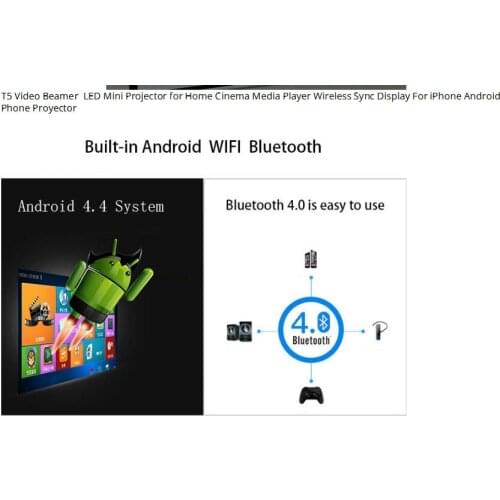 2 pcs LED Mini Projector T5 Video Beamer for Home Cinema Media Player Wireless Sync Display For ihone Android Phone Projectors