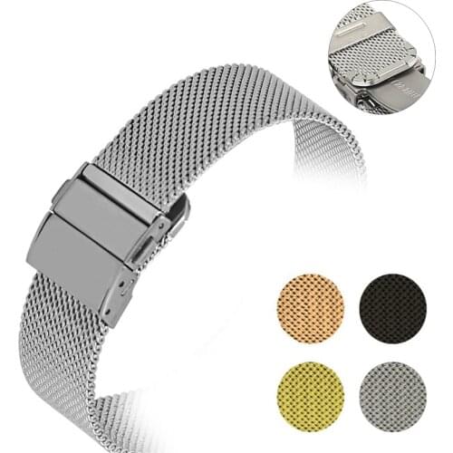 Universal Milanese Watchband 16mm 18mm 20mm 22mm Silver Gold Stainless Steel Strap Band Replacement Bracelet for Smart Watch