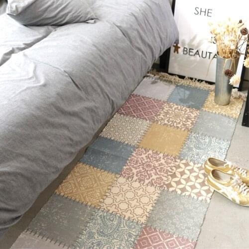 High elegant printing design tessel edge cotton area rug for bedside living room tapetes para casa sala tapis salon