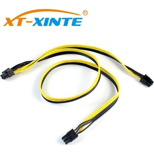 XT-XINTE PCI-E PCI Express 6Pin male to Dual 6Pin 2 Port Male Adapter GPU Video Card PCIe Power Cable 18AWG 70cm+30cm Wire Line