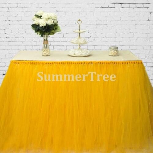 Yellow 1 Meter x 80cm Tulle Table Skirt Wonderland Table Tutu Skirting Wedding Birthday Baby Shower Party Decoration
