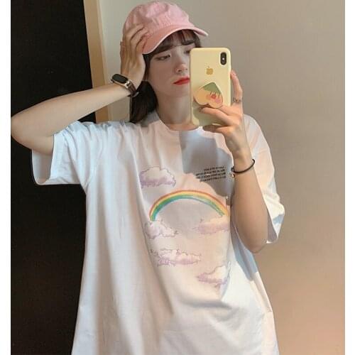 2021 Summer Oversized Womens Short Sleeve T-Shirt Korean Fashion Graphic Top Plus Size Female Clothing Aesthetic Gothic Clothes