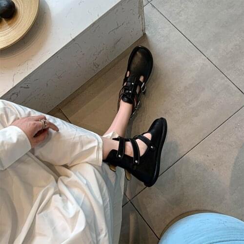 Womens Ankle Boots Round Toe Flat Hollow Out Casual Shoes Breathable Black White J72