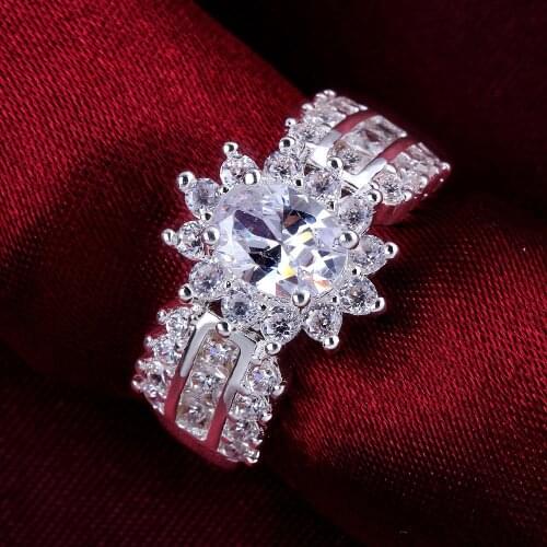 Hot 925 Sterling Silver moissanite diamond rings For Women Fashion Party wedding Jewelry Girl student luxury Charm Holiday gifts