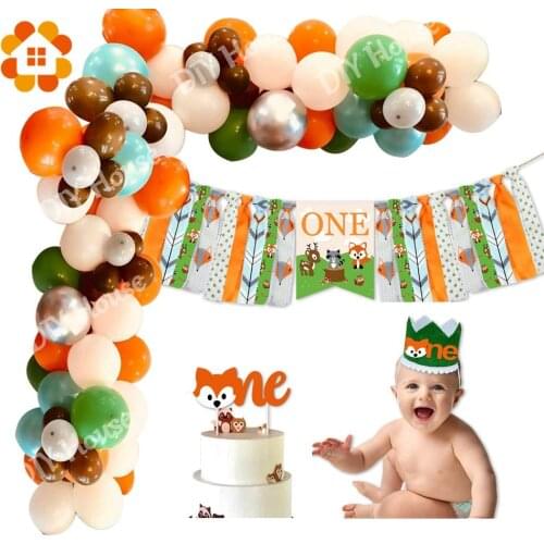 1set Woodland Animal Balloons Jungle Forest DIY Party Woodland Birthday Party for Boys Baby Shower Kids Birthday Party Supplies