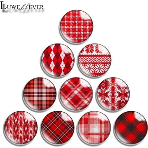 10mm 12mm 16mm 20mm 25mm 30mm 641 Red Pattern Mix Round Glass Cabochon Jewelry Finding 18mm Snap Button Charm Bracelet