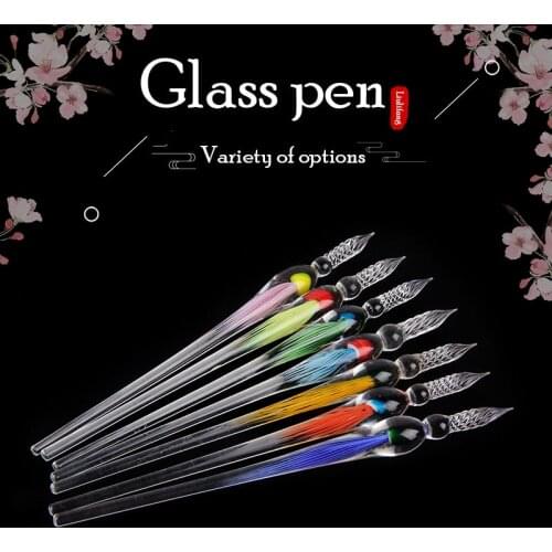 3 Pcs/Set Vintage Handmade Dip Pen 3D Jellyfish Crystal Glass Pen With Ink Set Gifts Box Writing Drawing Stationery Art Supplies