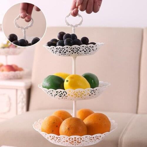 3-Layer Fruit Cake Stand Tray Round Dessert Candy Dish Kitchen Storage Rack Wedding Party Supplies