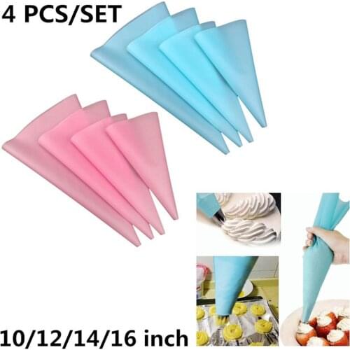 4Pcs Reusable Silicone Icing Piping Cream Pastry Bag Nozzle DIY Cake Baking Tool Decorating Tips Set Kitchen Accessories