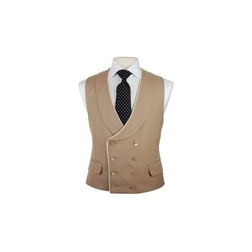Latest Coat Pant Design Khaki Blue Vest Double Breasted Vests Shawl Lapel Waistcoat Slim Fit Tuxedo Groom Prom Waistcoat Vestido