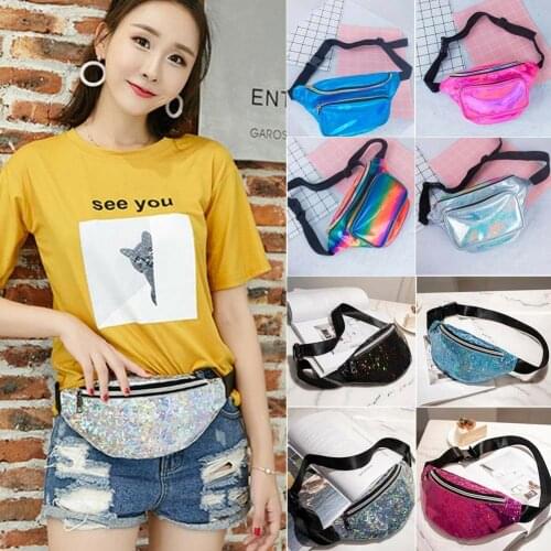 Women Reversible Mermaid Sequins Glitter Waist Bag Fanny Pack Pouch Hip Purse Satchel Laser Bag Waist Packs Belt Holiday Wallet