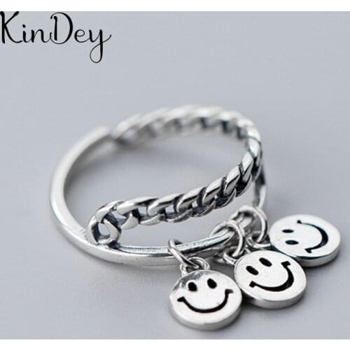 Personality Exaggerated Gothic Smile Face Rings For Women Charm Engagement Jewelry Girls Open Finger Knuckle Rings