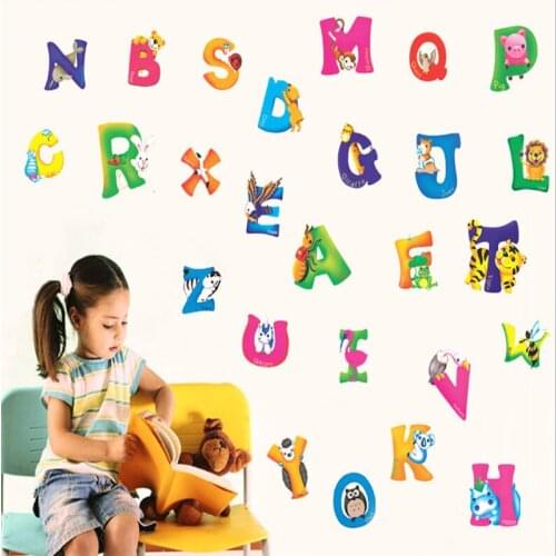 DIY A-Z Alphabet Animals Wall Sticker Vinyl Decals Kids Bedroom Decor Art Mural Characters Wall Stickers For Baby