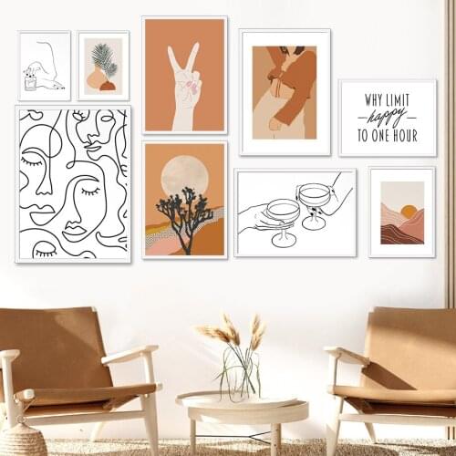 Woman Hand Tree Sea Plant Leaves Abstract Wall Art Canvas Painting Nordic Posters And Prints Wall Pictures For Living Room Decor