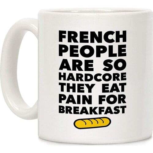 Pain For Breakfast White 11 Ounce Ceramic Coffee Mug