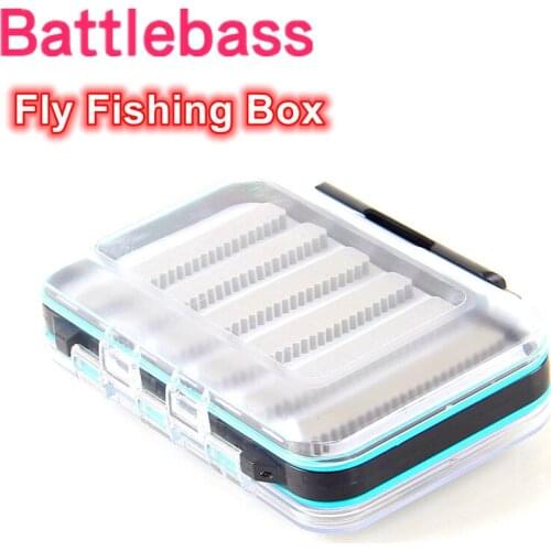 Fly Fishing Box Plastic Slit Foam Lure Box Double Sides Waterproof Tackle Boxes Fly Easy Grip River Fishing Accessories
