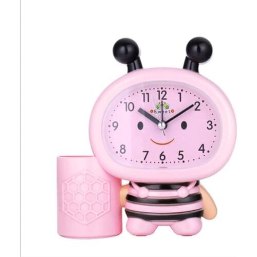 Creative Desktop Alarm Clocks With Pencil Holder, Cartoon Bee Living Room Bedside Alarm Clock Table Clock Decoration Ornaments