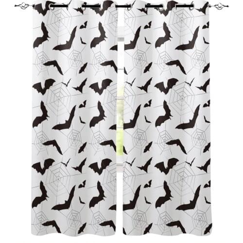 Bat Web Cartoon White Curtain for Living Room Bedroom Curtain Window Treatment Blinds Drapes Kids Room Curtains