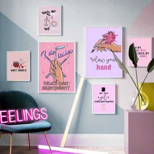 Makeup Nail Polish Lashes Wall Art Canvas Painting Nordic Fashion Posters And Prints Wall Pictures For Beauty Salon Room Decor
