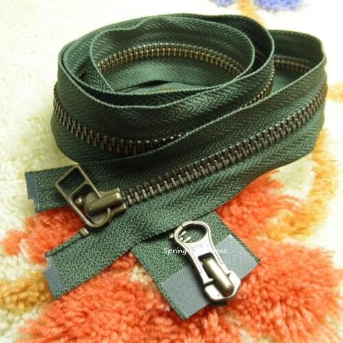 Free shipping #5 metal zipper gold track double zipper sliders zipper head 78cm 2pcs/lot zipper for sewing clothes coat