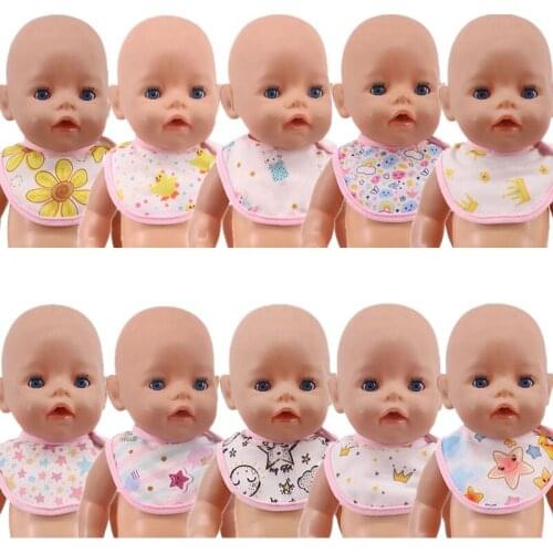 Cute Patterned Saliva Towel Doll Accessories For 18 Inch American Doll & 43 Cm New Born Baby,Our Generation,Gift For Girl,Velcro