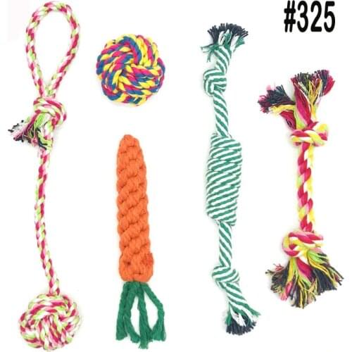 5pcs Dog Toys Set Puppy Chew Toy Durable Cotton Rope Knot Molar Bite Ball Pet Training Toy For Small Medium Dog Clean Teeth