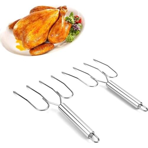 Stainless Steel Multi-Head Turkey Spit Grilling Utensils Barbecue Spit Large Barbecue Spit Kitchen Cooking Tools