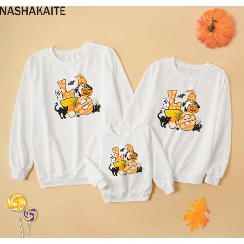 NASHAKAITE Mommy And Me Clothes Halloween Mother daughter Sweatshirt Family Matching Clothing Dad Son Clothes Mom And Daughter