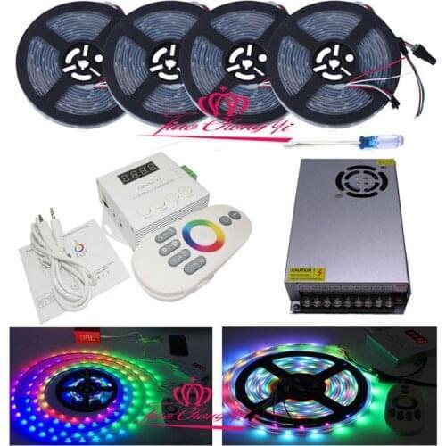 NEW 5V WS2812B 30LED Individually Addressable LED strip +Remote music X2 controller+power