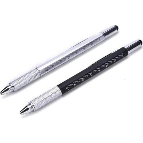New 1PC Pocket 6 in 1 Multi Function Pen with Touch Screen Ruler Level Multi Head Mini Screwdriver Promotion Gifts
