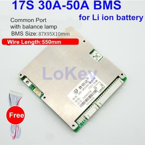 17S 60V BMS 30A 40A 50A lithium battery protection board with balance lamp for scooter ebike solar energy Battery