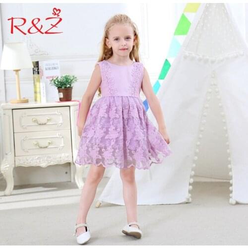 R&Z Baby Girls Dress 2019 Summer Cotton Lace Flower Sleeveless O-neck Princess Party Wedding Dress for Girls Kids Clothing