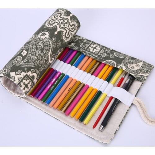 Simple elegant handmade roll pencil case secret garden pen bag artist brush case kids school supplies gift 36/48/72