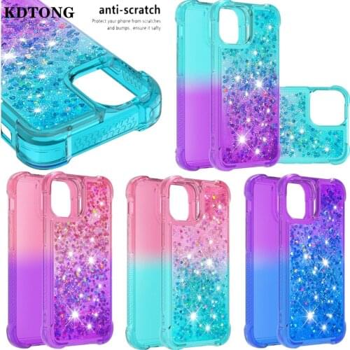 Anti Drop Phone Case for iPhone 13 12 Mini 11 Pro Max XR X XS SE 2020 7 8 Plus Capa Soft TPU Dynamic Gradient Quicksand Cover