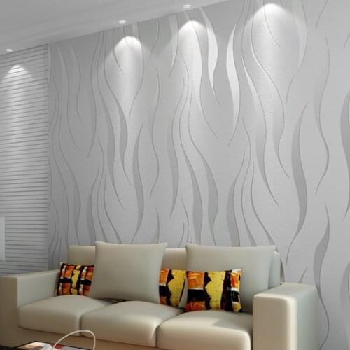 10M Home Improvement High-End Luxury 3D Wave Flocking Wallpaper Rolls For Living Room Wall Covering Decor 7 Colors Wholesale