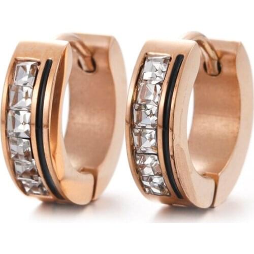 ONYSS Rose Gold Plate Channel Setting CZ Zircon Clip-on Hoop Earrings 2021 Hoops earings