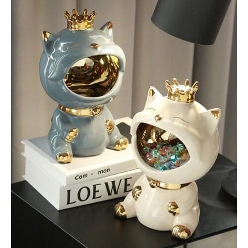 NORDIC CERAMICS 2 STYLE CAT LOVELY CREATIVITY ART CARVED HOME DECORATION OFFICE DESKTOP