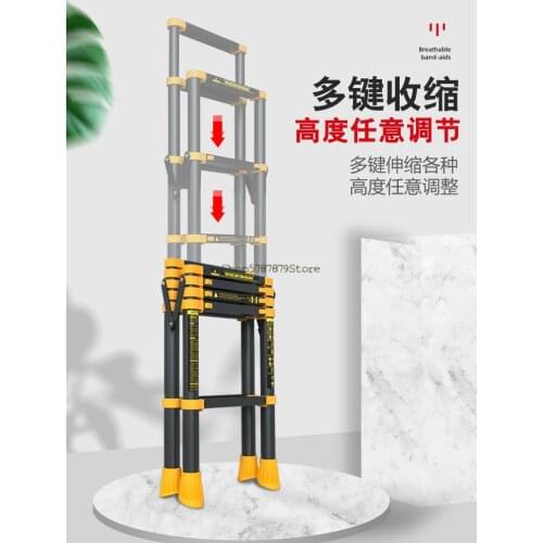 Ladder Household Folding Telescopic Herringbone Ladder Indoor Multi-functional Aluminum Alloy Lifting Engineering Ladder Flower