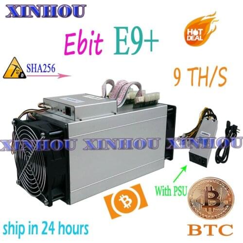 Old ASIC miner Ebit E9 Plus 9TH/s SHA256 Bitcoin BTC BCH mining better than Innosilicon T2T T3 M3X M10 antminer s9 Z9 Z11 S17 T9