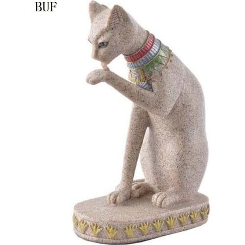 BUF Cat Statue Ornament Egyptian Cat Figurine Statue Decoration Vintage Cat Goddess Bastet Statue Home Garden