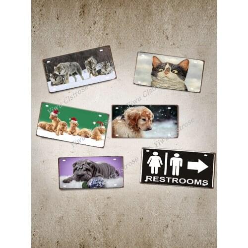 30X15 CM Cute Dog Cat Plate Sign Bar Vintage Metal Sign Wall Decor Pet Shop Home Decor Plaques Poster