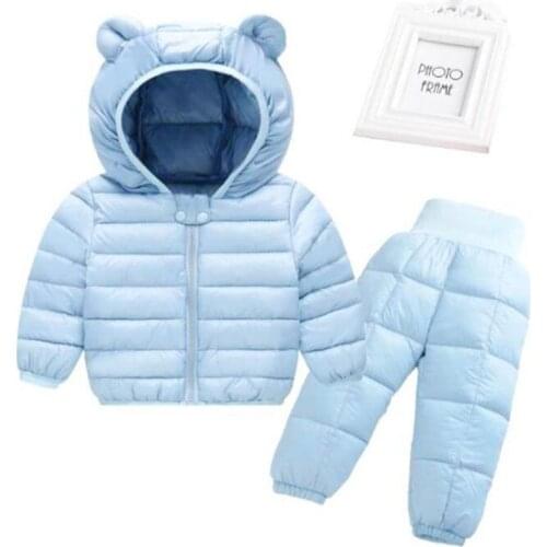 Keeping Warm Baby Boys Girls Clothing Sets Winter Hooded Down Jackets Pants Waterproof Thick Tracksuts Kids Clothes 0-5 Years